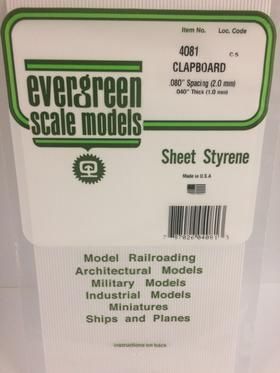 Evergreen Plastics 4081 Clapboard Styr Plas .080\"