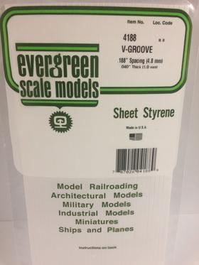 Evergreen Plastics 4188 V-Groove Styr Plast .188\" - Click Image to Close