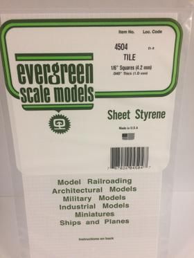 Evergreen Plastics 4504 Square Tile 1/6\" - Click Image to Close