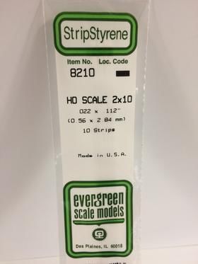 Evergreen Plastics 8210 Strips 2X10 (10) HO - Click Image to Close