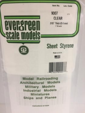 Evergreen Plastics 9007 Clear Sheet .015 6X12 (2) - Click Image to Close