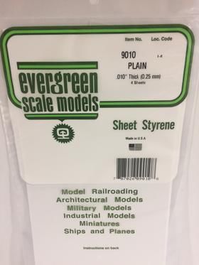 Evergreen Plastics 9010 Plain Sheet.010 6X12 (4) - Click Image to Close