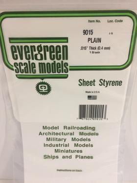 Evergreen Plastics 9015 Plain Sheet .015 6X12 (3) - Click Image to Close