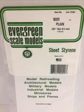 Evergreen Plastics 9020 Plain Sheet .020 6X12 (3)