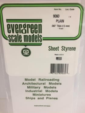 Evergreen Plastics 9060 Plain Sheet .060 6X12 (1) - Click Image to Close