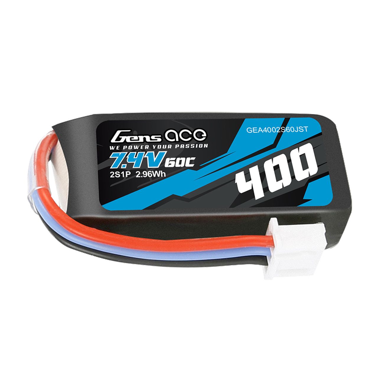 Gens Ace - 1595 - Bashing 400mAh 2S1P 7.4V 35C LiPo JST-PHR-2P P