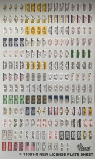 Gofer Racing 1/24 Scale Decals License Plates USA/Canada Decals