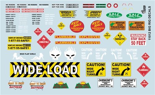 Gofer Racing 1/24 Scale Big Rig Decals Decal Sheet