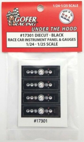 Gofer Racing Race Car Instrument Panel Black (1/24 & 1/25 Scale)