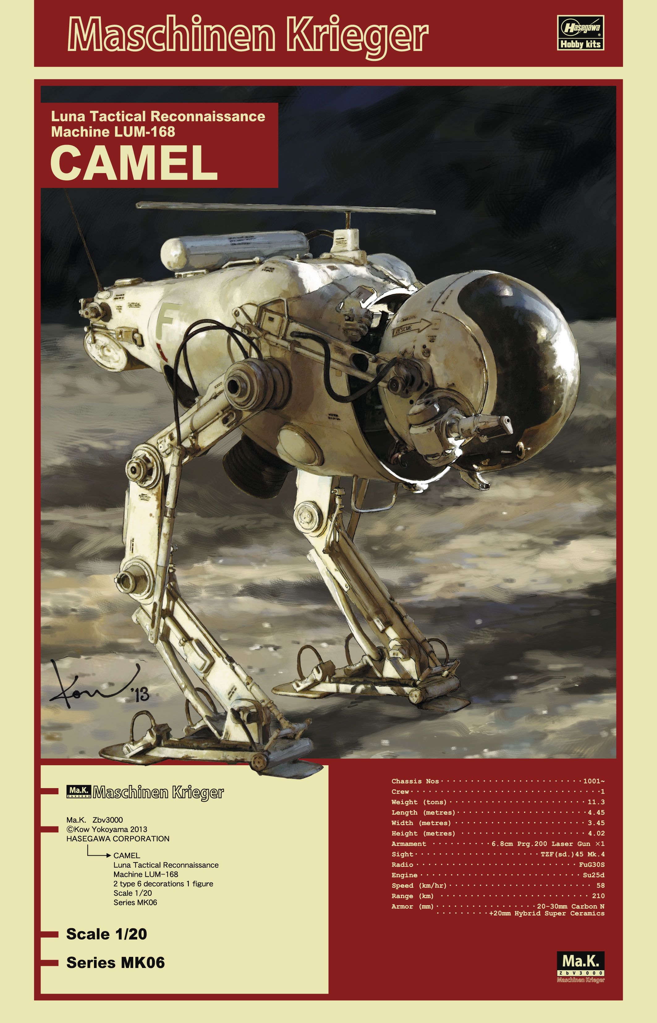 Hasegawa 1/20 Scale Maschinen Krieger Luna Tactical Reconnaissan - Click Image to Close