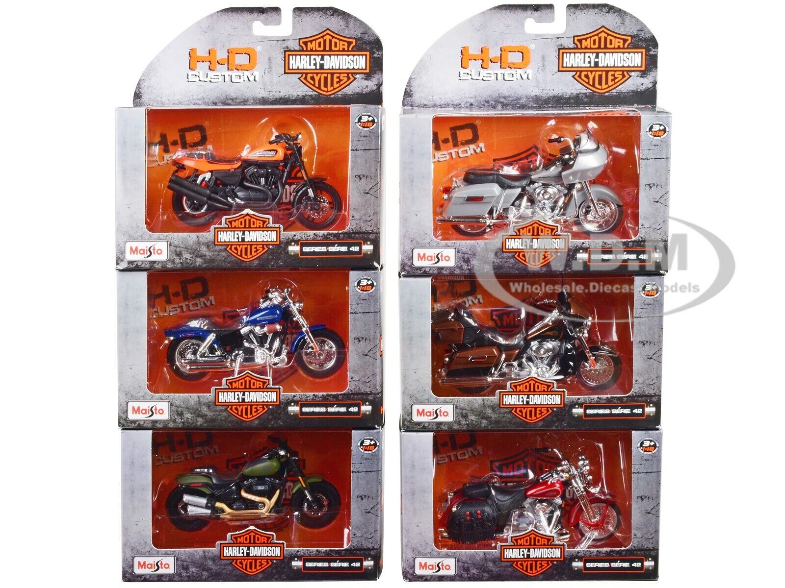 Maisto 1/18 Scale Harley Davidson Motorcycles, Series 42