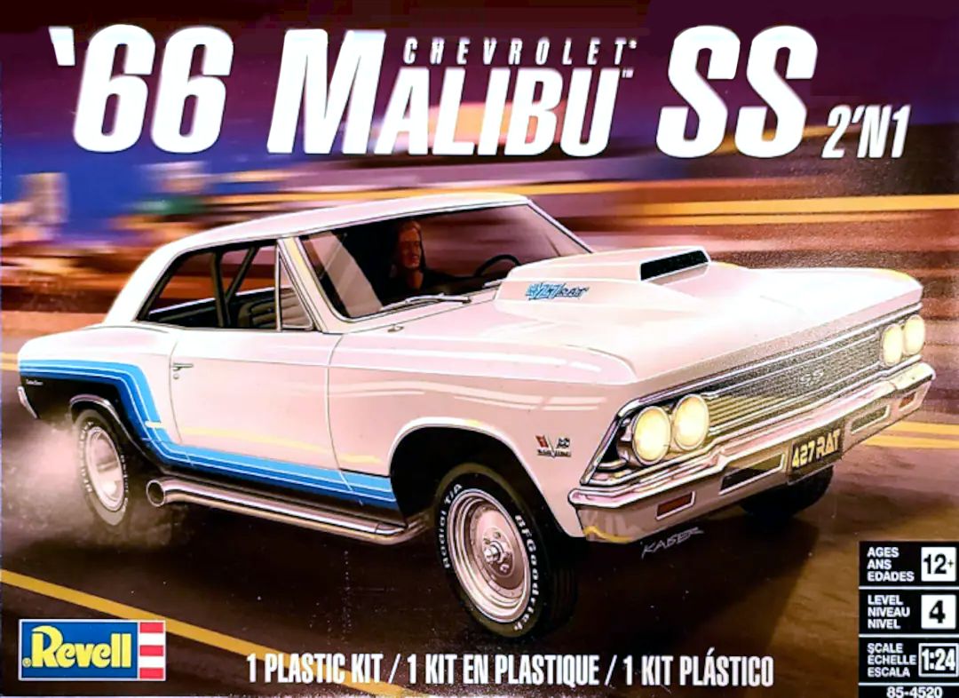 Revell 1/24 Scale 1966 Chevy Malibu SS (2 in 1) Model Kit - Click Image to Close