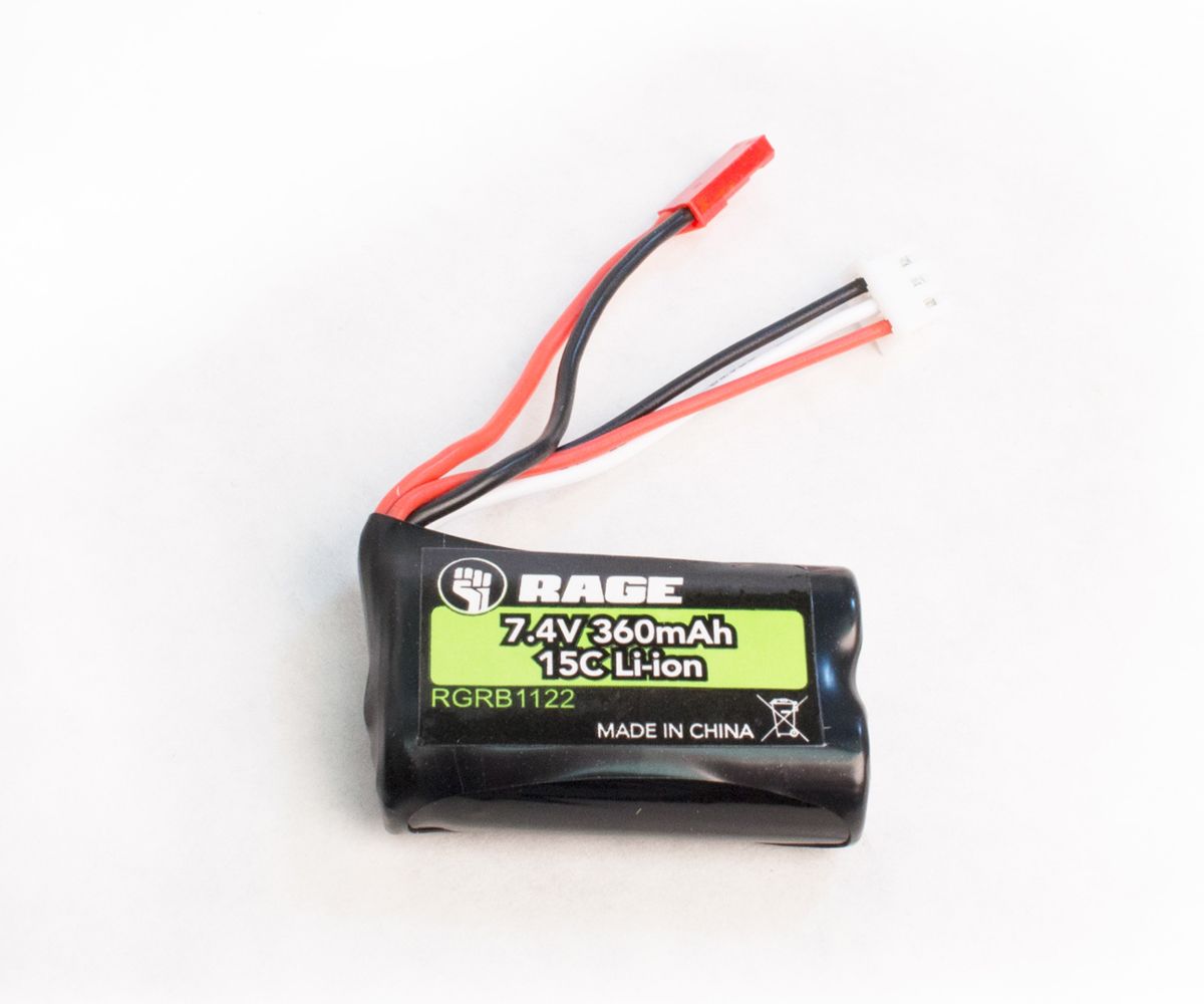 Rage 7.4v 360mAh Li-ion Battery; Black Marlin MX, SuperCat MX