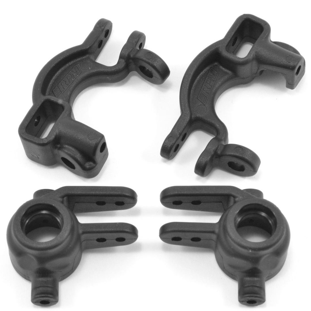 RPM Traxxas 4x4 Caster & Spindle Block Set (Black) - Click Image to Close