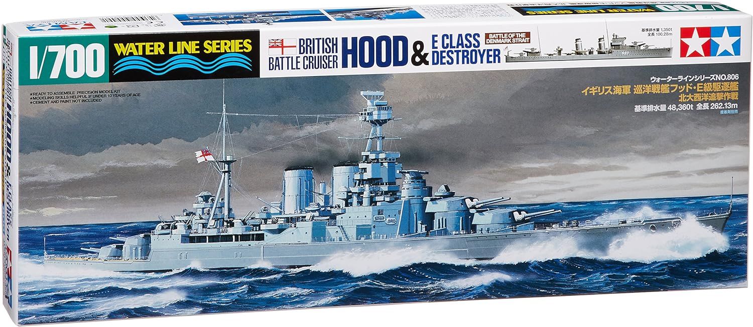 Tamiya 1/700 British Battle Cruiser Hood & E Class Destroyer