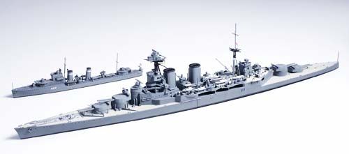 Tamiya 1/700 British Battle Cruiser Hood & E Class Destroyer