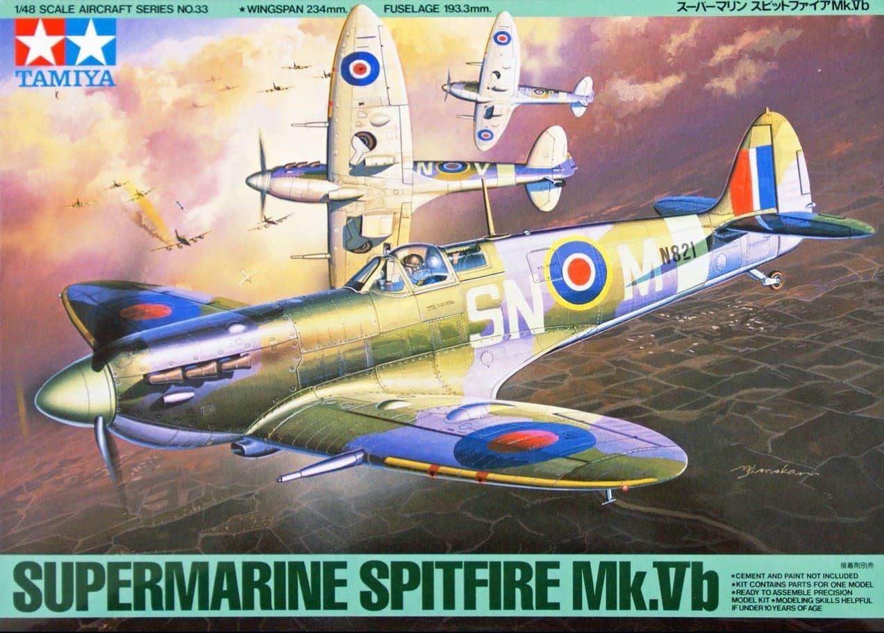 Tamiya 1/48 Scale Supermarine Spitfire Mk.Vb Model Kit - Click Image to Close