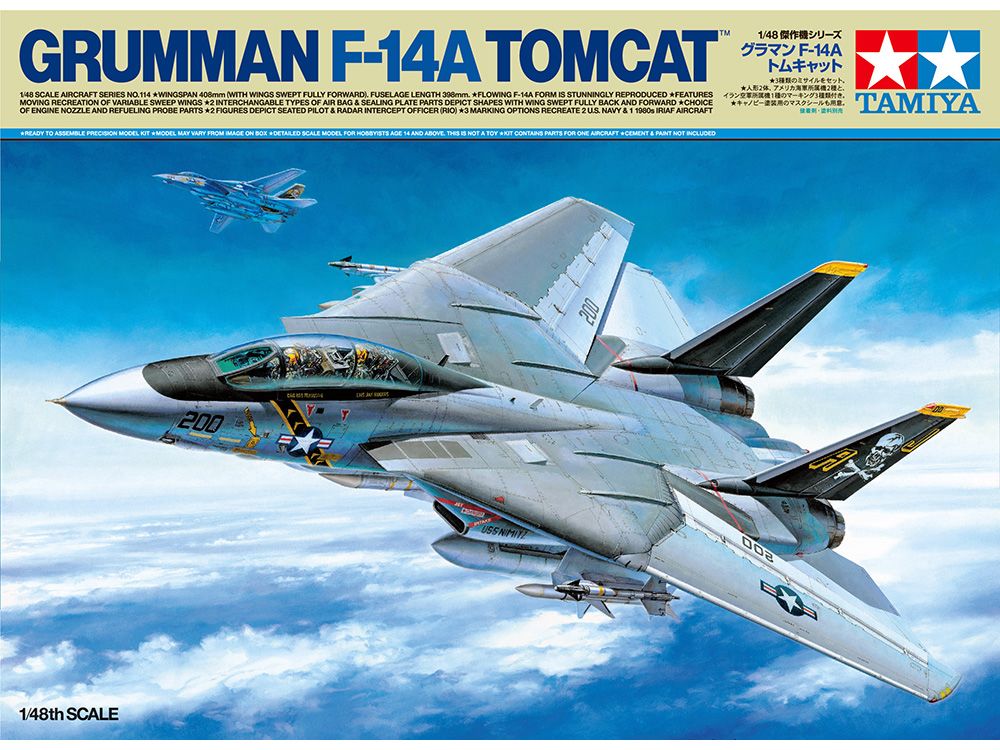 Tamiya 1/48 Scale Grumman F-14A Tomcat Model Kit - Click Image to Close