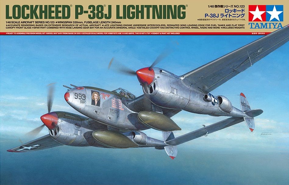 Tamiya 1/48 Scale Lockheed P-38 J Model Kit - Click Image to Close