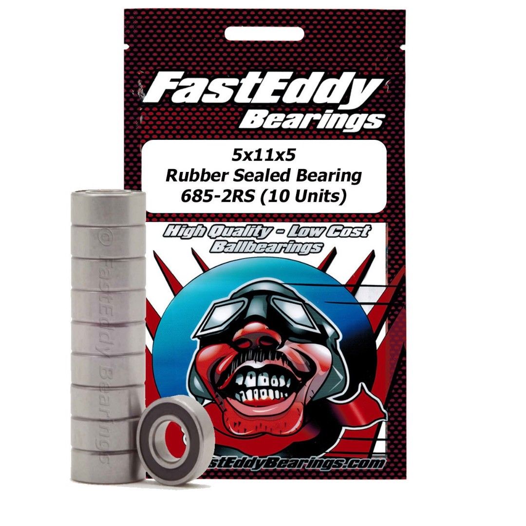 Fast Eddy 5x11x5 Rubber Sealed Bearing 685-2RS 10PK