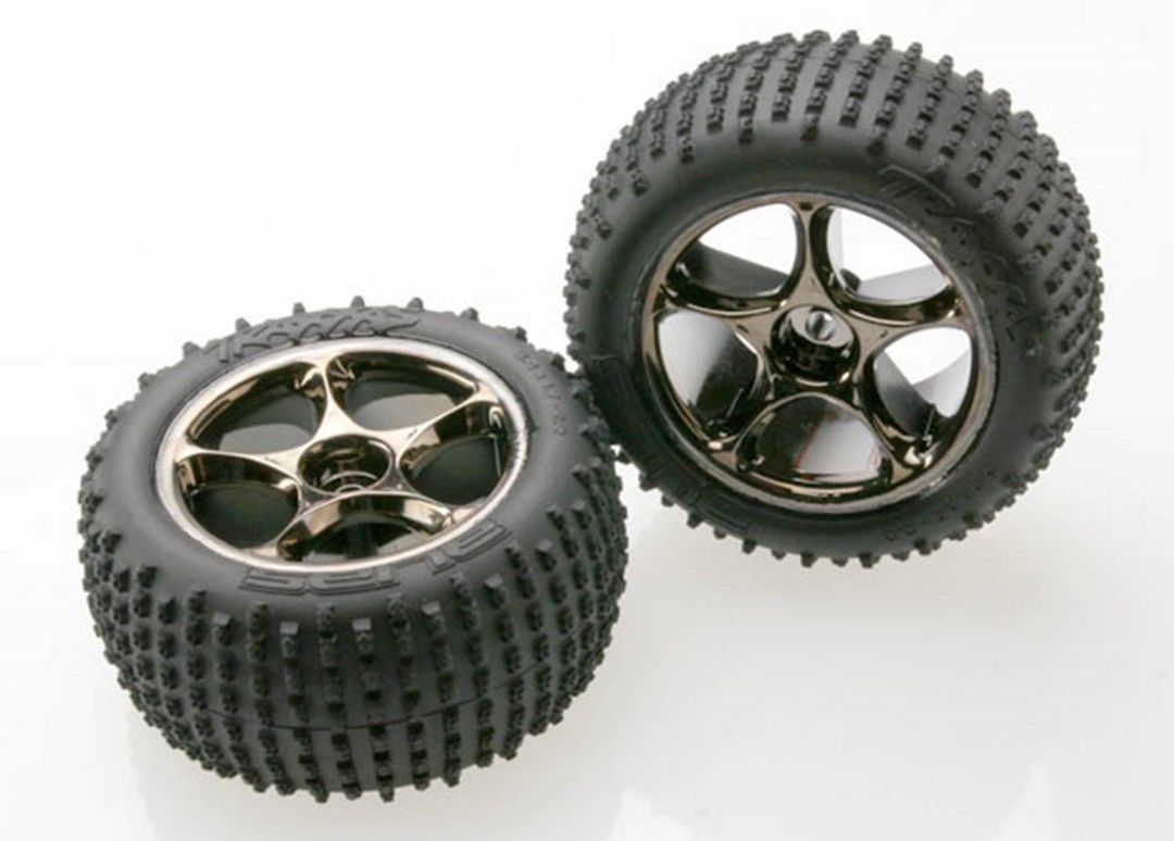Traxxas Tires & Wheels, Assembled (Tracer 2.2 Black Chrome Wheel