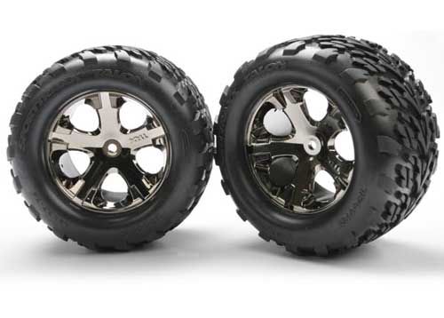 Traxxas Talon Rear Tires w/All-Star Wheels (2) (Black Chrome)