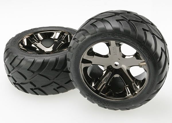 Traxxas Anaconda Rear Tires w/All-Star Wheels (2) (Black Chrome)