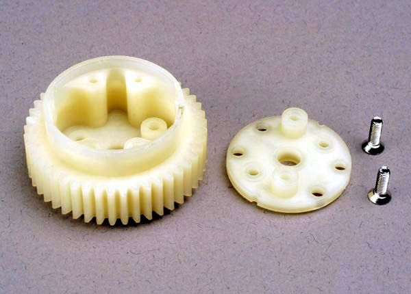 Traxxas Differential Gear (45-Tooth)/ Side Cover Plate & Screws - Click Image to Close