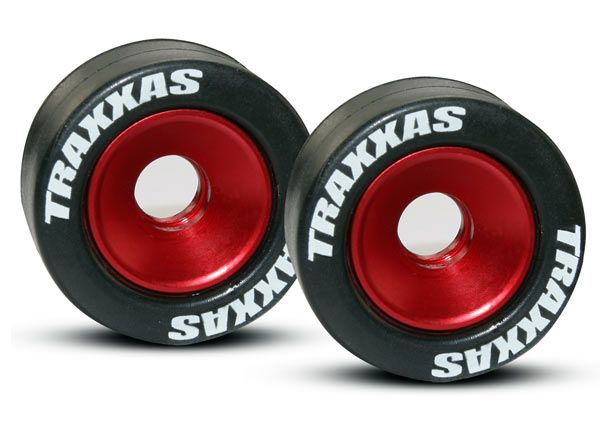 Traxxas Wheels, Aluminum (red-anodized) (2)/ 5x8mm Ball Bearings - Click Image to Close