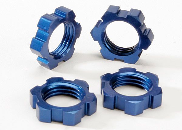 Traxxas Wheel Nuts, Splined, 17mm (blue-anodized) (4)