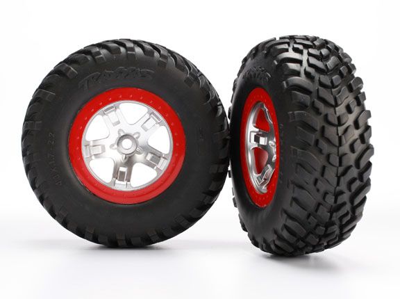 Traxxas Tires & Wheels, Assembled, Glued (Sct Satin Chrome Red)