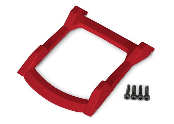 Traxxas Skid Plate, Roof (body) (red)/ 3x12 CS (4) - Click Image to Close