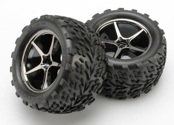 Traxxas Pre-Mounted Talon Tires w/Gemini Wheels (Black Chrome)