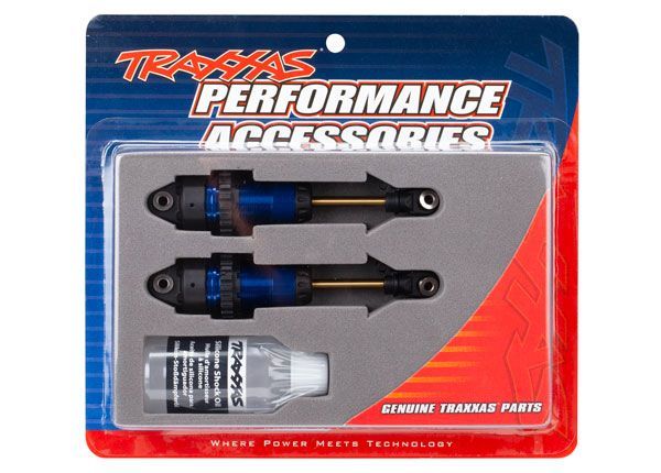 Traxxas Shocks, GTR Long Blue-Anodized, PTFE-Coated Bodies - Click Image to Close