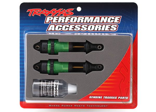 Traxxas Shocks, GTR Long Green-Anodized, PTFE-Coated Bodies