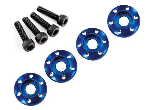 Traxxas Wheel Nut Washer, Machined Aluminum, Blue / 3x12mm CS