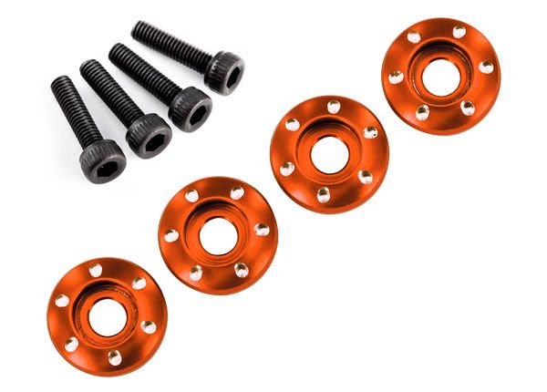 Traxxas Wheel Nut Washer, Machined Aluminum, Orange / 3x12mm CS