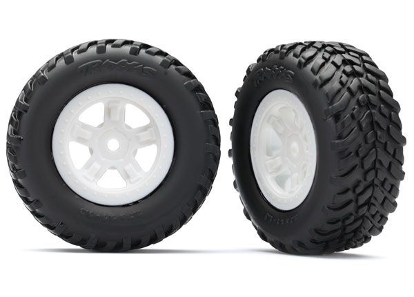 Traxxas Tires and Wheels, Assembled, Glued SCT white wheels