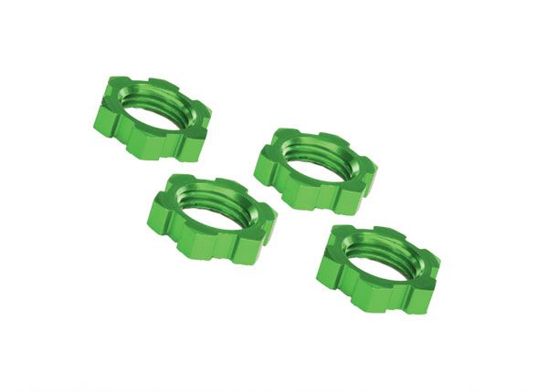 Traxxas Wheel Nuts, Splined, 17mm, Serrated (green-anodized) (4) - Click Image to Close