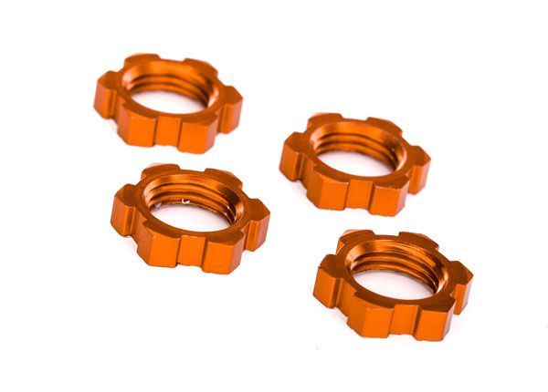 Traxxas Wheel Nuts, Splined, 17mm, Serrated (orange-anodized) (4 - Click Image to Close