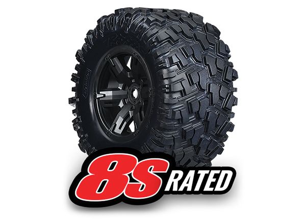 Traxxas Tires & Wheels, Assembled, Glued X-Maxx black wheels