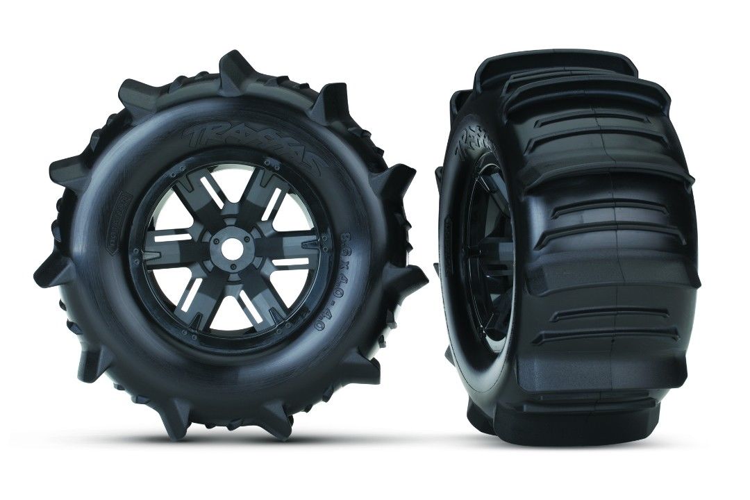Traxxas Tires & Wheels, Assembled (X-Maxx Black Wheels, Paddle)