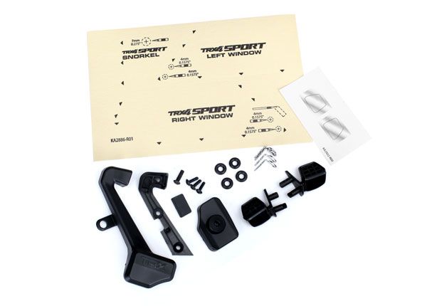 Traxxas Mirrors, Side (left & right)/ Snorkel/ Mounting Hardware