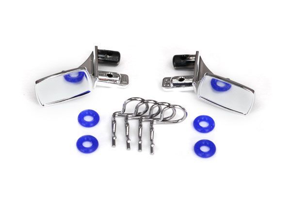 Traxxas Mirrors, Side, Chrome (left & right)/ O-Rings (4)/ Body