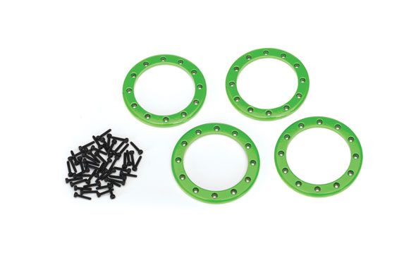 Traxxas Beadlock Rings, Green (2.2\') (aluminum) (4)/ 2x10 CS