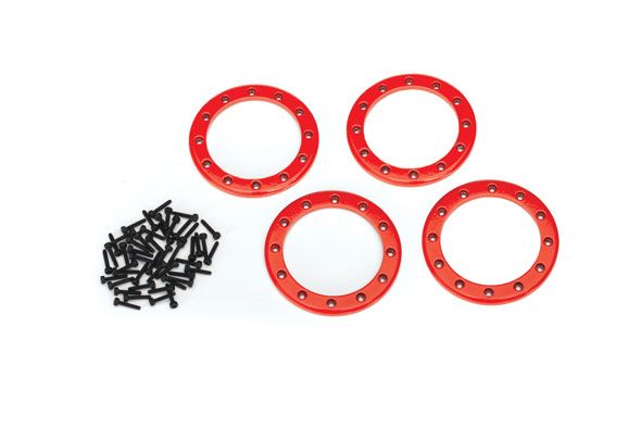 Traxxas Beadlock Rings, Red (2.2\') (aluminum) (4)/ 2x10 CS (48)