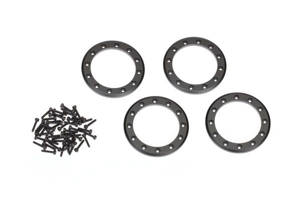 Traxxas Beadlock Rings, Black (2.2\') (aluminum) (4)/ 2x10 CS