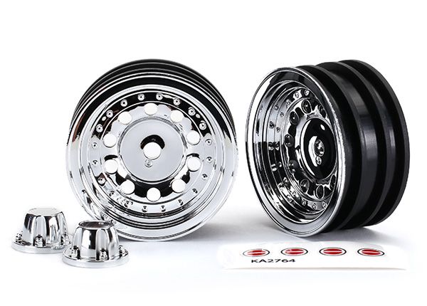 Traxxas Wheels, 1.9\", Chrome (2)/ Center Caps (2)/ Decal Sheet