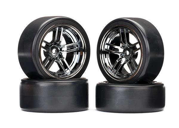 Traxxas (split-spoke black chrome wheels 1.9) Drift Front & Rear