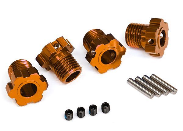 Traxxas Wheel Hubs, Splined, 17mm (orange-anodized) (4)/ 4x5 GS